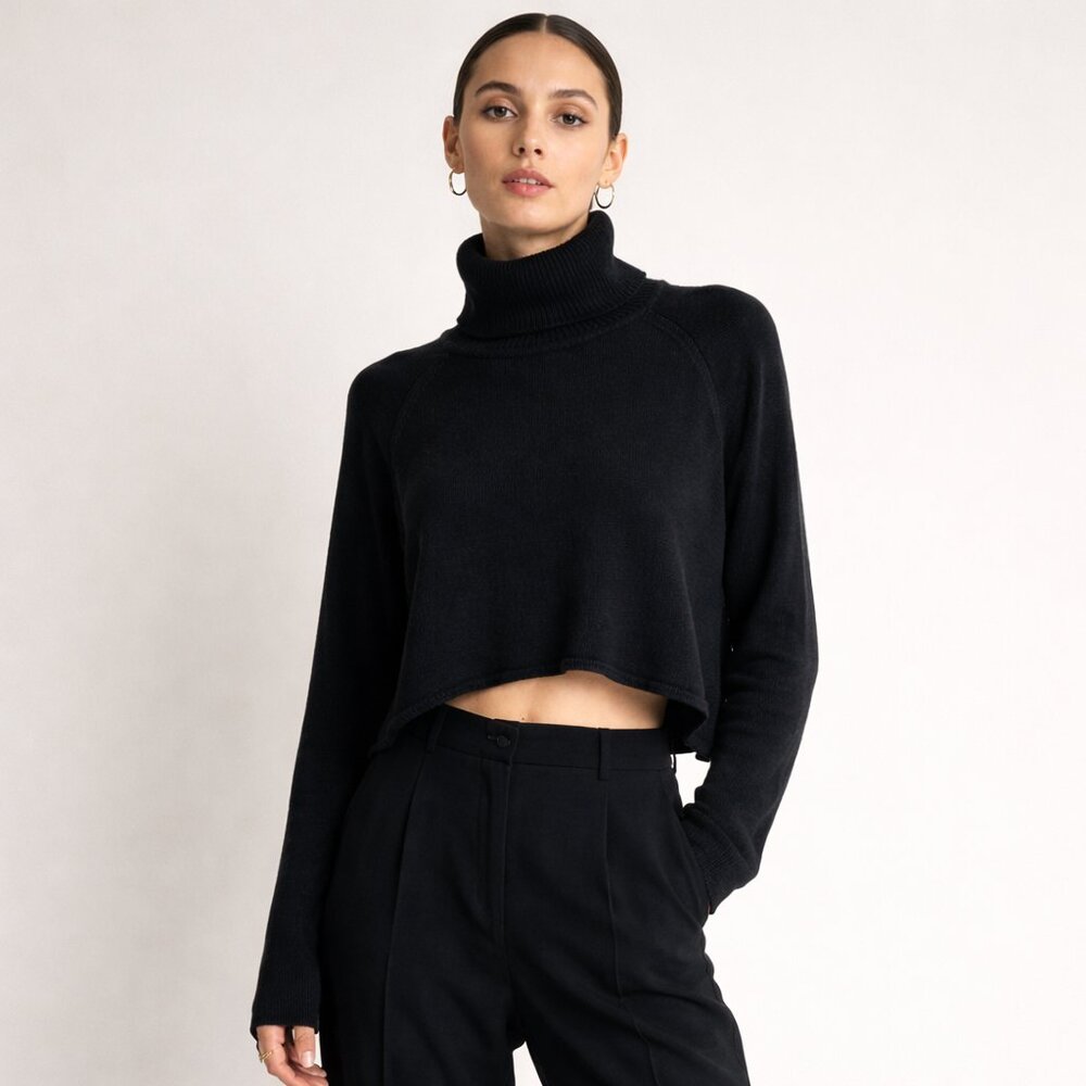 Unknown Union Cropped Turtleneck Sweater Black XL
